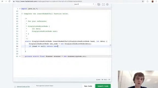 HackerRank Insert A Node At The Tail Of A Linked List Solution Explained - Java смотреть онлайн
