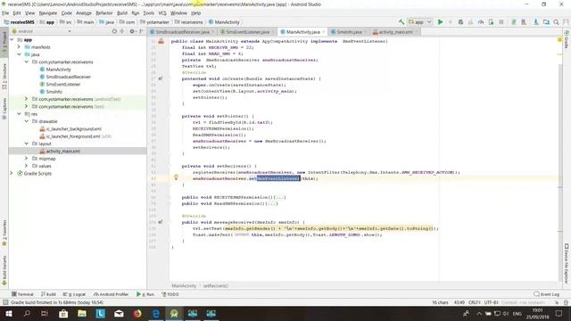 android studio receive SMS and interface listener explaination смотреть онлайн