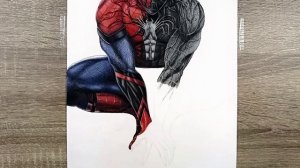 Рисую симбиоз Человека-паука и Венома. / Drawing of Spider-man and Venom (symbiote).