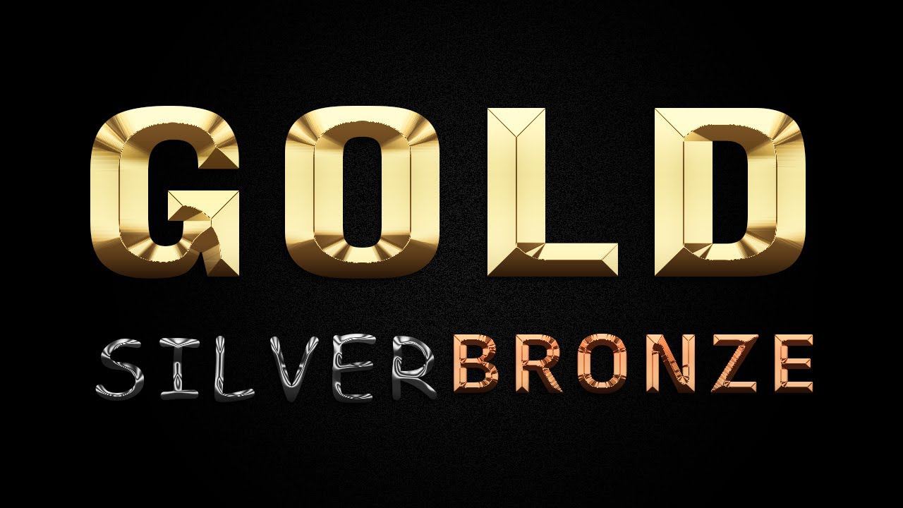 Золотой текст в фотошопе. Металлический стиль: золото, серебро, бронза