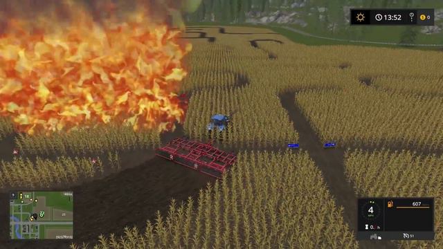 USING NEW HOLLAND TO EXTINGUISH CORN MAZE FIRE | FARMING SIMULATOR 2017 смотреть онлайн