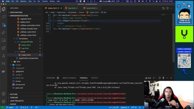 Template partials - Thymeleaf - Java Spring Boot - TONE-SE UM PROGRAMADOR смотреть онлайн