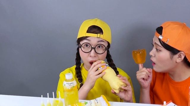 Желтая еда VS апельсиновая еда Вызов DONA ДОНА Русский