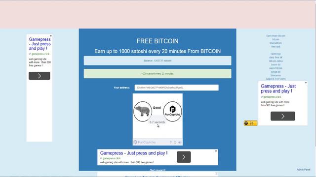 Биткоин кран Free Bintcoin каждые 20 мин. 1000 сатоши. смотреть онлайн