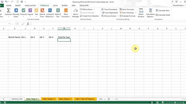 MS Excel 2013 level 2 module 1 video 2 Adding cells across work sheets смотреть онлайн