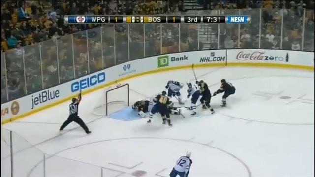 Milan Lucic hits Mark Stuart then Dustin Byfuglien drops Lucic {Dual-Feed} смотреть онлайн
