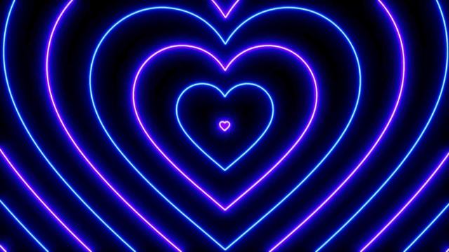 A Glowing Neon Heart Tunnel Blue and Purple in Full HD | Screensaver and Background LED Tunnel смотреть онлайн
