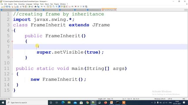 JFrame creation using Inheritance смотреть онлайн