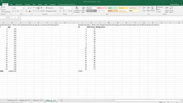 Excel Week 3 Standard Deviation смотреть онлайн