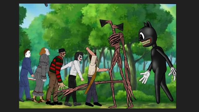 джефф фредди крюгер оно Майкл майрс кожоное лицо против мультяшного кота и сиреноголового смотреть онлайн