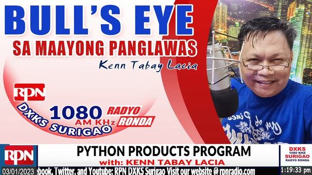 PYTHON PRODUCTS PROGRAM WITH KENN TABAY LACIA @ RPN DXKS Surigao | January 3, 2023 смотреть онлайн