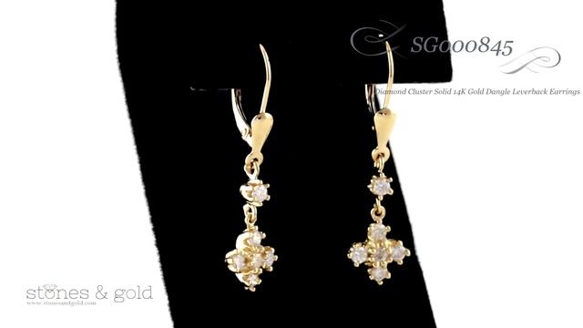 Diamond Cluster Solid 14 Karat Gold Dangle Leverback Earrings | SG000845 смотреть онлайн