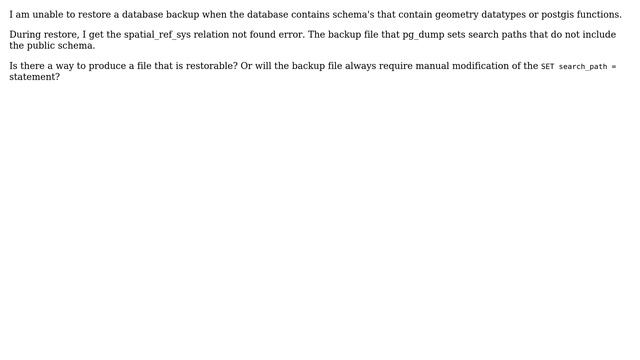 GIS: How to create a restorable PostGIS/PostgreSQL database backup with pg_dump? смотреть онлайн