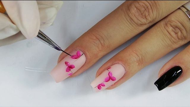 Black & Pink florar geometric nails art tutorial / Eveline Cosmetics смотреть онлайн