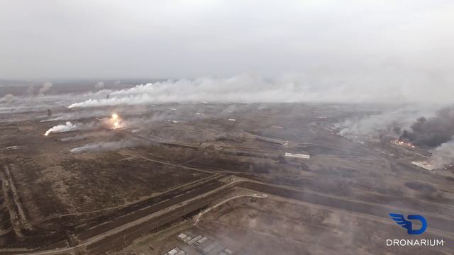 Аэросъемка пожара склада боеприпасов в Харьковской области. смотреть онлайн