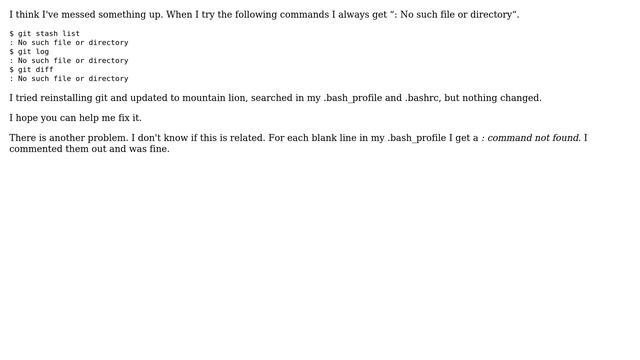 git log and git stash list return : No such file or directory смотреть онлайн