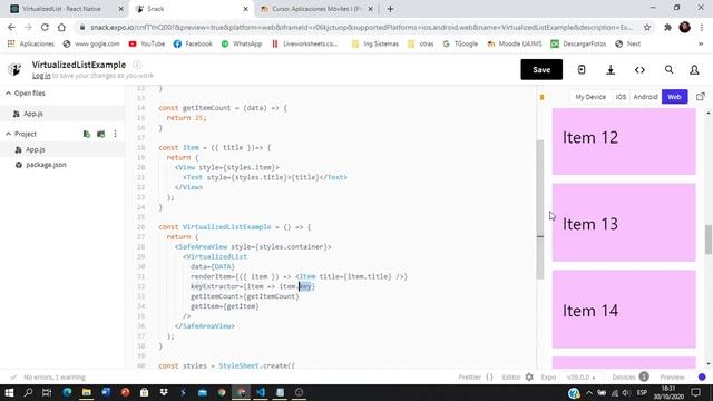 ReactNative-Component (VirtualizedList) смотреть онлайн