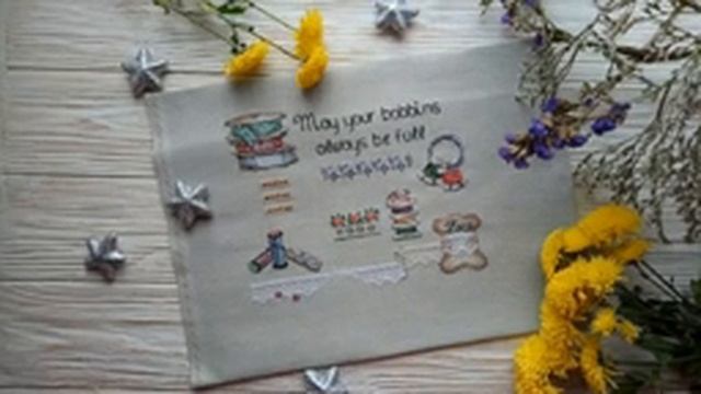 50. Вышивка крестиком. Рукодельный семплер. Готовая работа.