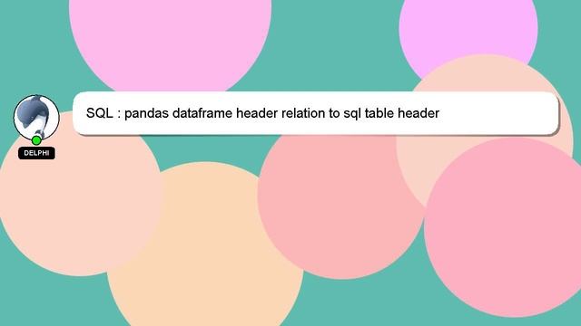 SQL : pandas dataframe header relation to sql table header смотреть онлайн