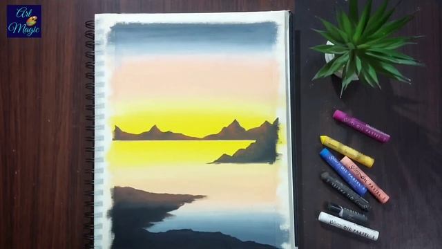 #50 - Tips to Draw SKY & TREES ? (step by step) - Sunset Oil Pastel Drawing/Painting Tutorial. смотреть онлайн