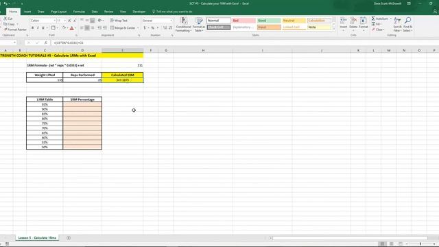 Strength Coach Tutorials #5 - How to Calculate your 1RM with Excel смотреть онлайн