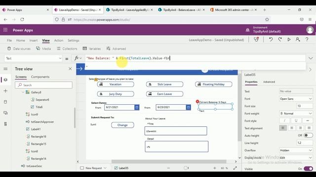 Leave Management System PowerApps | Create Leave Request And Leave Approval Center PowerApps Part -