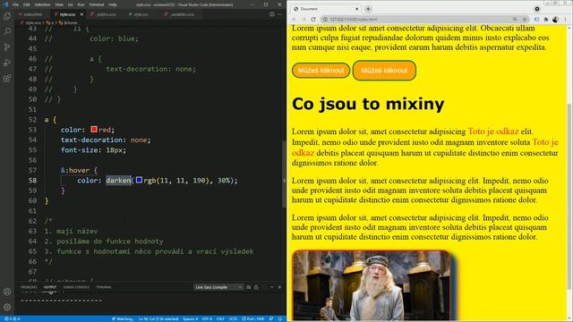 27. SCSS a Sass - Funkce: darken a lighten (přednastavené funkce v SCSS) смотреть онлайн