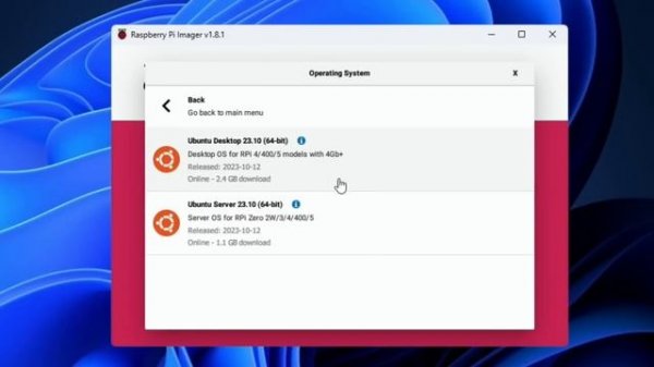 Raspberry Pi imager 1.8.1. Device option for Raspberry Pi 5