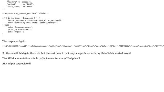 Wordpress: API getting null values with wp_remote_post смотреть онлайн