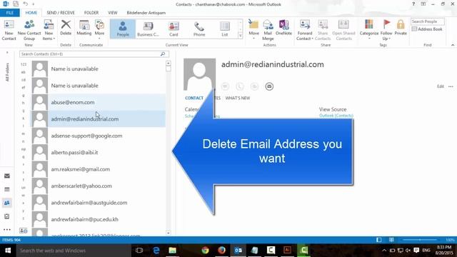 Deleting Address Book in Microsoft Outlook смотреть онлайн