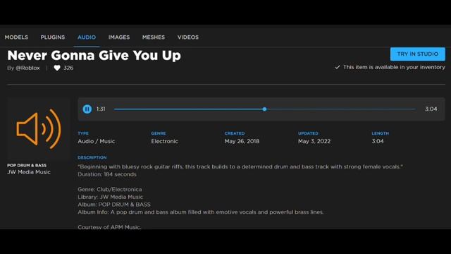 Roblox OST - Never gonna give you up смотреть онлайн