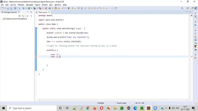 Java program to check whether the given character is a Vowel смотреть онлайн