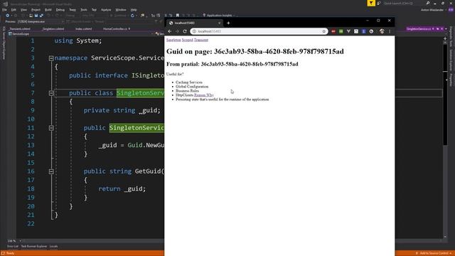 ASP.NET Core - Service Scope - Singleton vs Scoped vs Transient смотреть онлайн