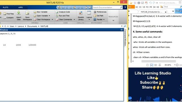 Lec 3-Entering Vectors in MATLAB using logspace() смотреть онлайн