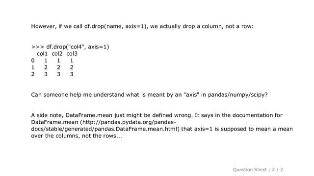 Pandas : Ambiguity in Pandas Dataframe / Numpy Array "axis" definition смотреть онлайн