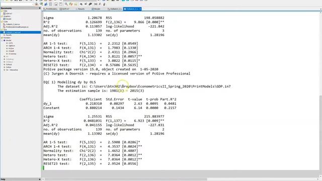 On exporting estimation results from PcGive (OxMetrics) to LaTeX. смотреть онлайн