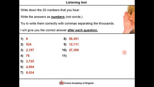 Numbers listening exercise - English test смотреть онлайн