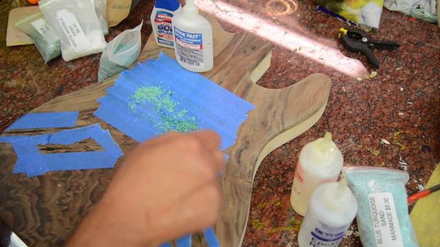 Filling Gaps in wood using Turquoise Inlay with Sand and Epoxy - BigDGuitars смотреть онлайн