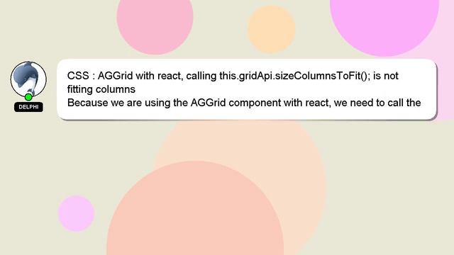 CSS : AGGrid with react, calling this.gridApi.sizeColumnsToFit(); is not fitting columns смотреть онлайн