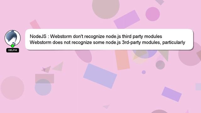 NodeJS : Webstorm don't recognize node.js third party modules смотреть онлайн