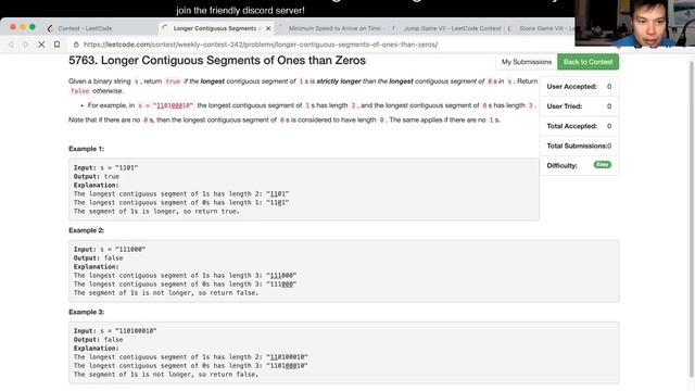 1869. Longer Contiguous Segments of Ones than Zeros (Leetcode Easy) смотреть онлайн