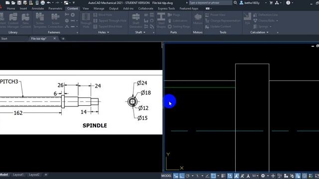 Hướng dẫn vẽ trục ren siêu nhanh bằng AutoCAD Mechanical - Học cơ khí - VADUNI смотреть онлайн