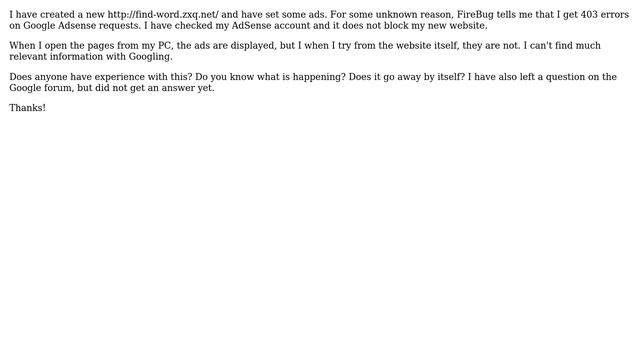 Webmasters: Forbidden 403 error on Google AdSense requests смотреть онлайн