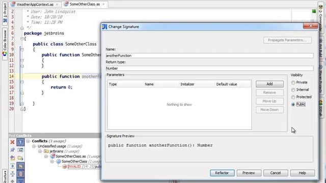 Refactoring - Change Signature (IntelliJ IDEA) смотреть онлайн