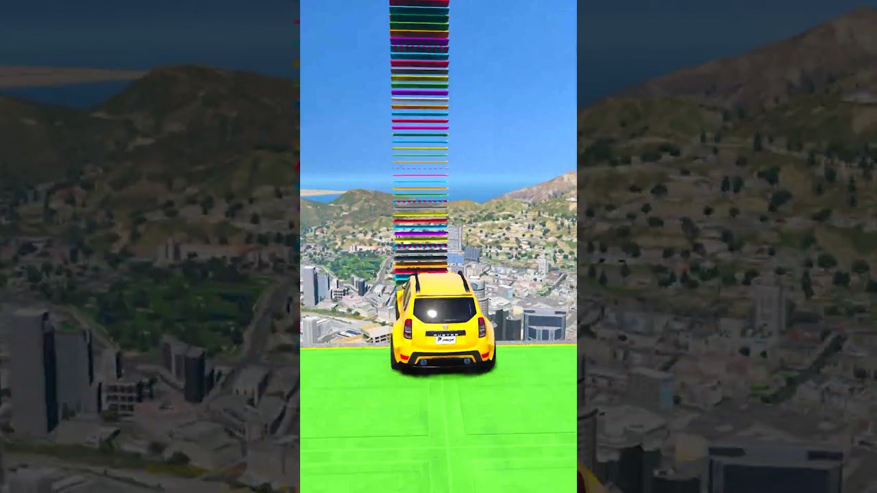 КАК ВЫСОКО В НЕБО УЛЕТИТ ЧИТ ТАЧКА С ОГРОМНОГО ТРАМПЛИНА? ПРЫЖКИ В ВЫСОТУ ГТА 5! #shorts смотреть онлайн