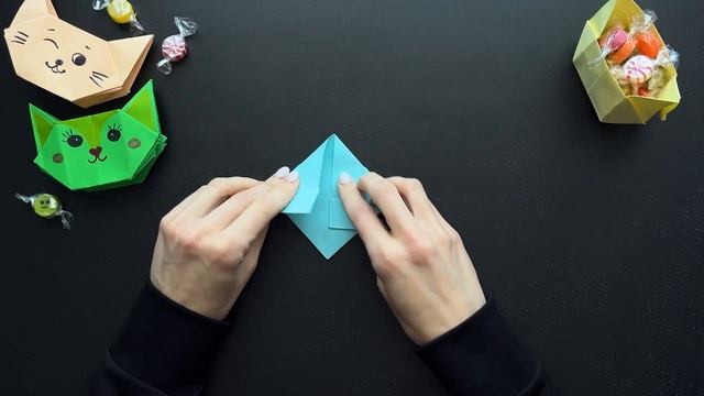Origami Paper Cat Box | How to Make Funny Kitty Bag | Easy Tutorial смотреть онлайн