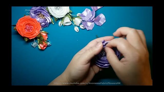 Ribbon Flowers:opened Satin Ribbons Rose/Цветы из лент: открытая роза из атласных лент