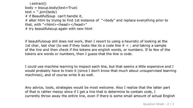 HTML : Python strategy for extracting text from malformed html pages смотреть онлайн