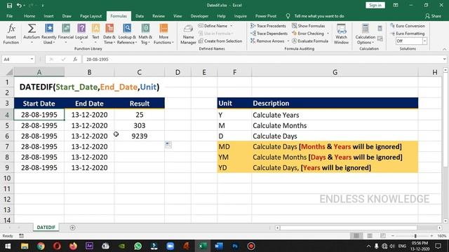 DATEDIF Formula in Excel Tamil смотреть онлайн