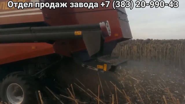 Зерноуборочный комбайн Полесье. Уборка подсолнечника жаткой НАШ 873 смотреть онлайн
